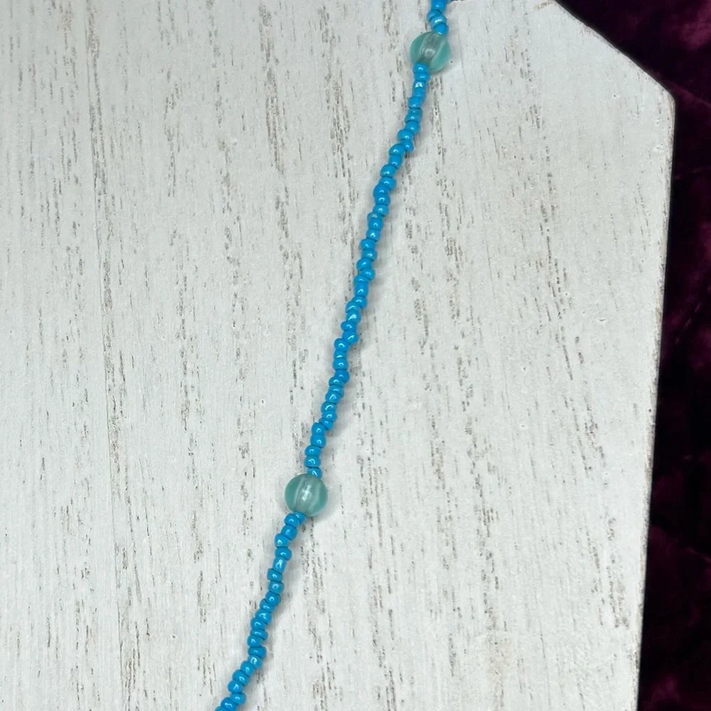 Vintage Turquoise/Teal Boho Beaded Fringe Necklace
